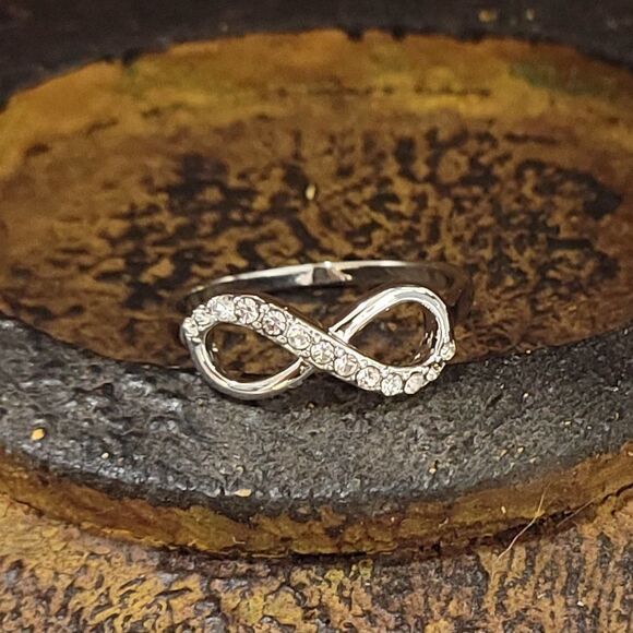 Women's Dainty Infinity Promise Ring - Paved Gem Infinity Engagement Ring - Picture 6 of 6